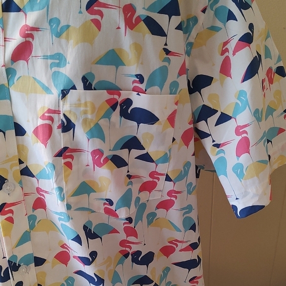 Club Room Short Sleeve Retro Flamingo Casual Button Down Shirt XL Never Worn - Picture 4 of 11